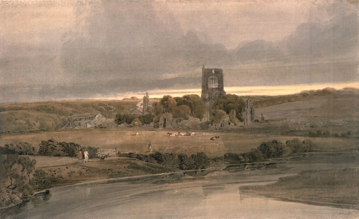 Kirkstall Abbey, Yorkshire – večer od Thomas Girtin