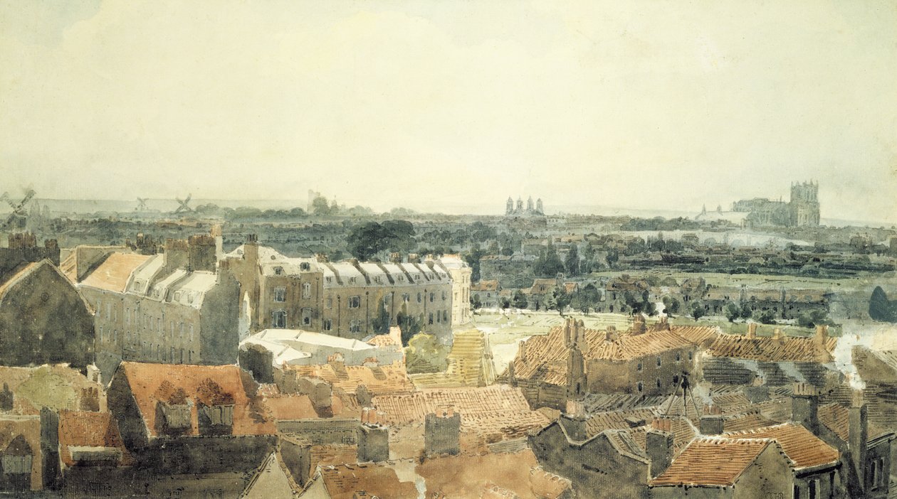 Westminster a Lambeth (wc a pero na papíře) od Thomas Girtin