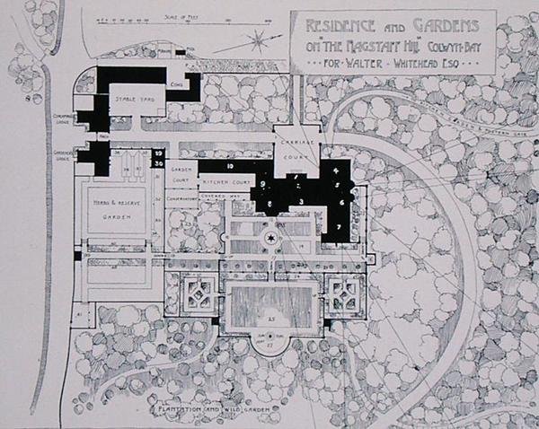 Residence and Gardens on The Flagstaff Hill, Colwyn Bay, pro Waltera Whiteheada Esqa, od Thomase Mawsonse The Art and Craft of Garden Making, vydané v roce 1900 (viz také 171144) od Thomas Hayton Mawson