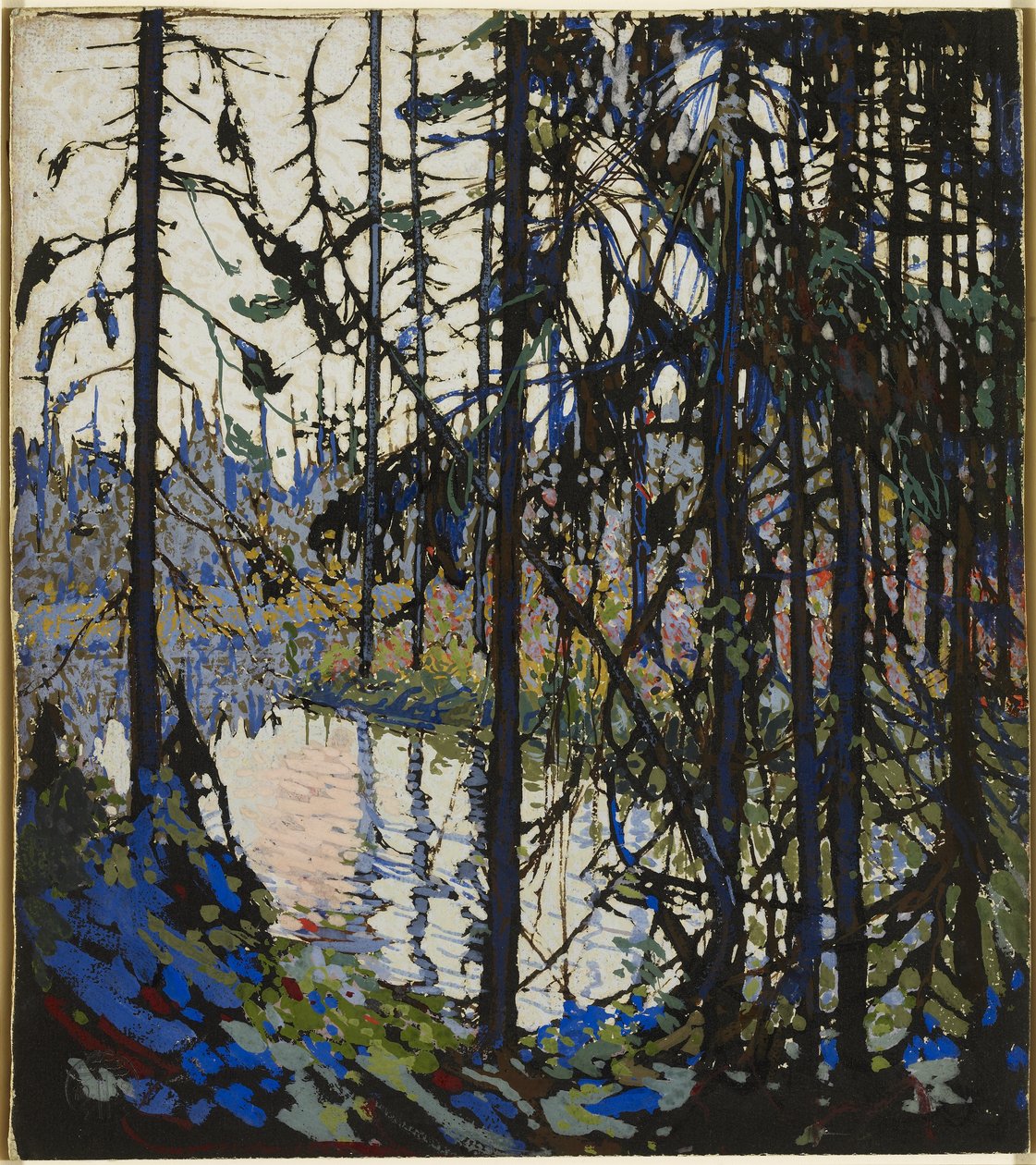 Studie k Severní řece, 1914-15 (kvaš, štětec a tuš na grafitu na ilustračním kartonu) od Tom Thomson