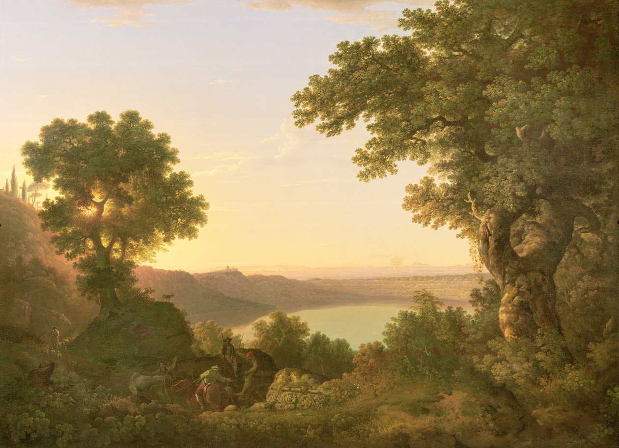 Jezero Albano, Itálie, 1777 od Thomas Jones