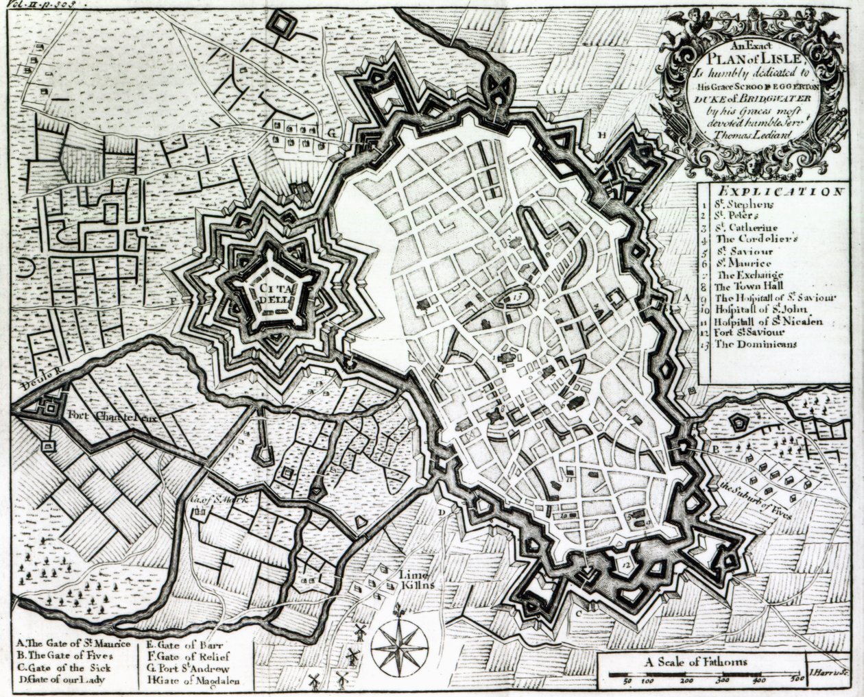 Plán Lisle, 1736 od Thomas Lediard