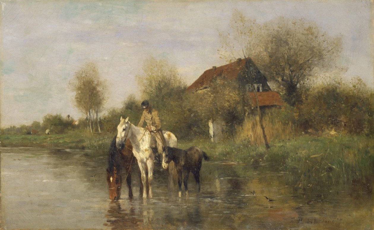 Koně u vody, 1877 od Thomas Ludwig Herbst