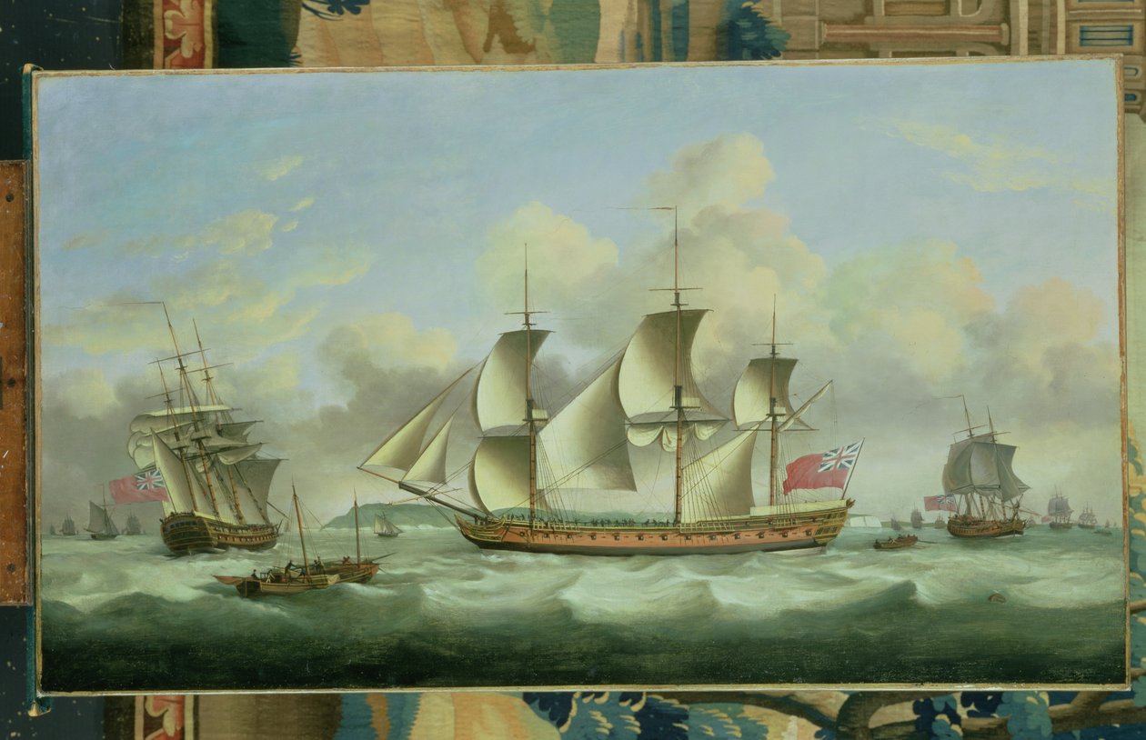 Tři britské fregaty na moři, 1782 od Thomas Luny