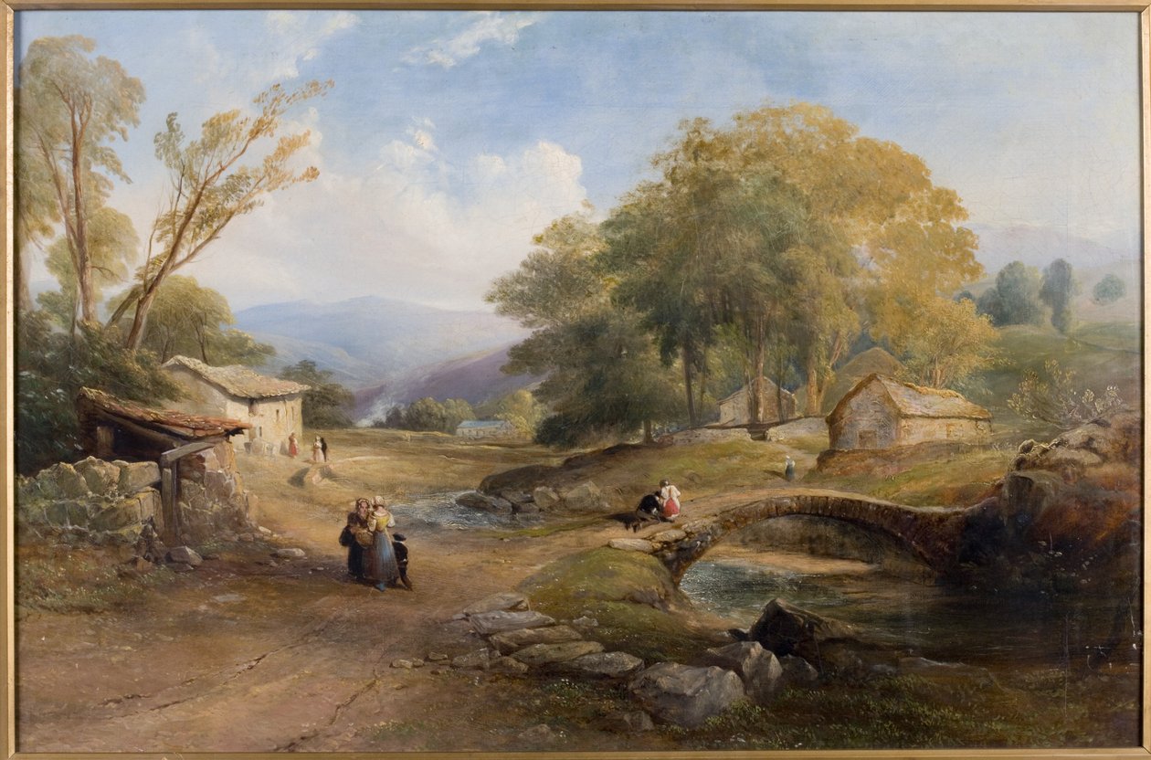 Krajina, most a postavy od Thomas Miles Richardson