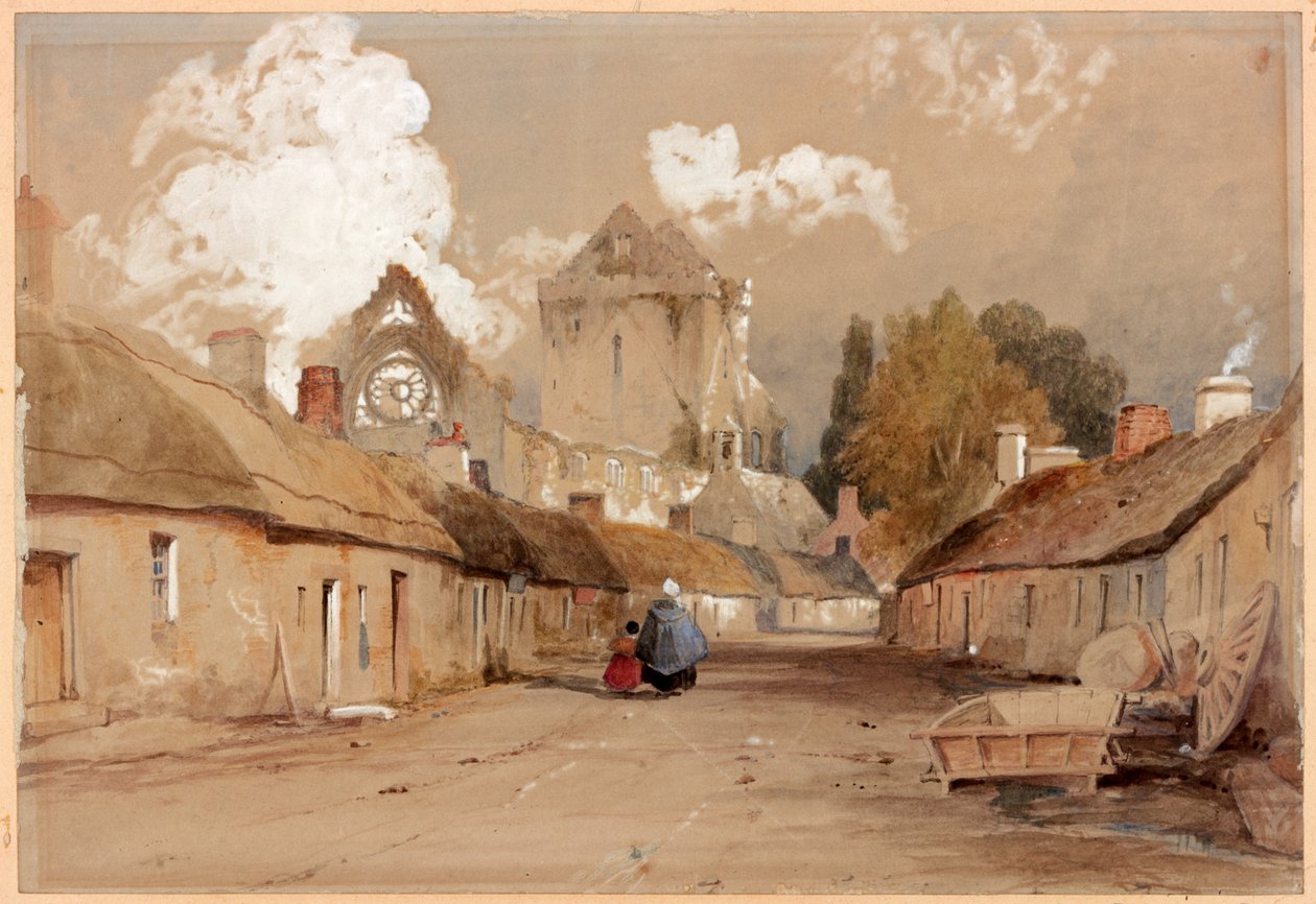 Sweetheart Abbey, Kirkcudbright (tužka a akvarel na papíře) od Thomas Miles Richardson