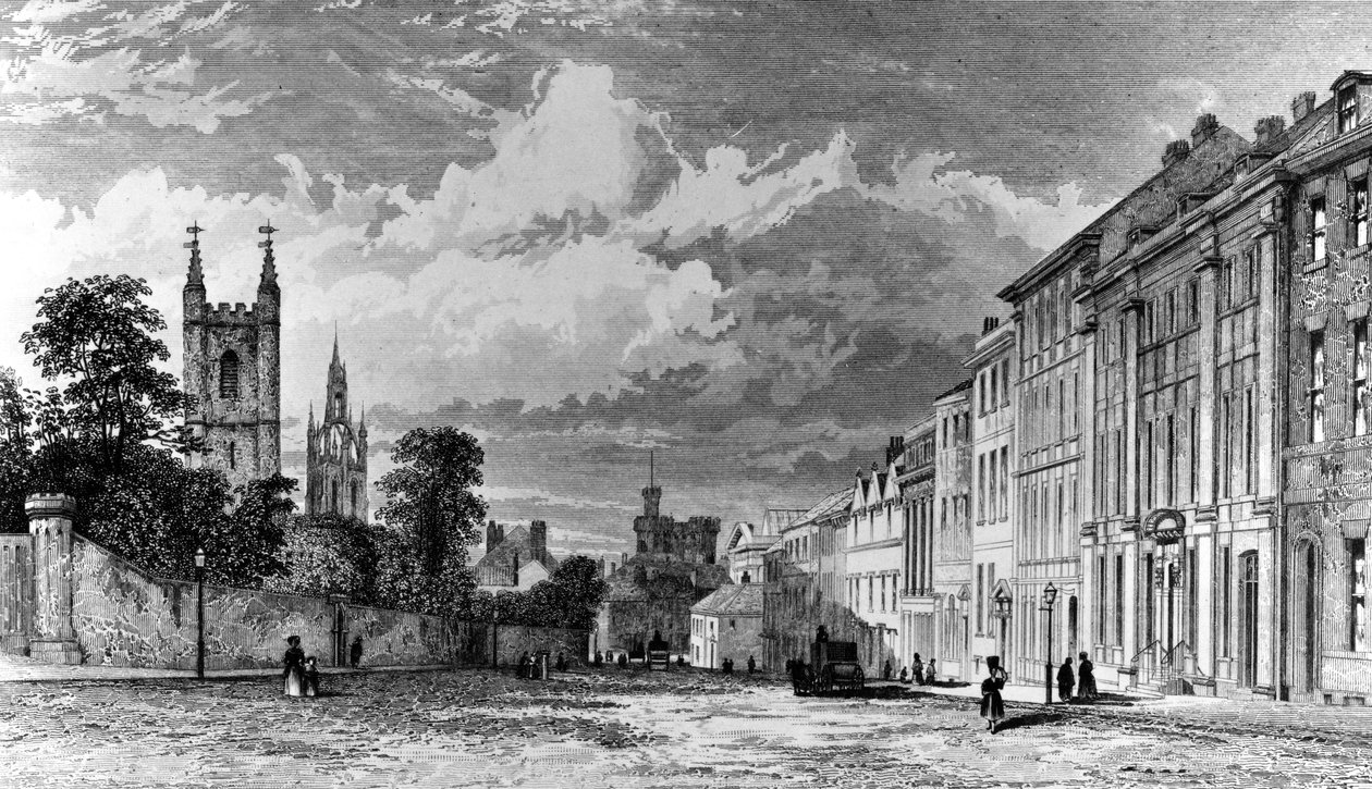 Westgate Street, Newcastle-upon-Tyne, vyryl William Collard, 1842 od Thomas Miles Richardson