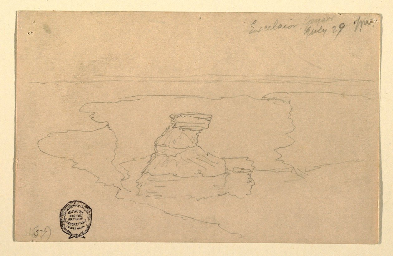 Kresba, gejzír, Excelsior, Yellowstone Park, 29. července 1892 od Thomas Moran
