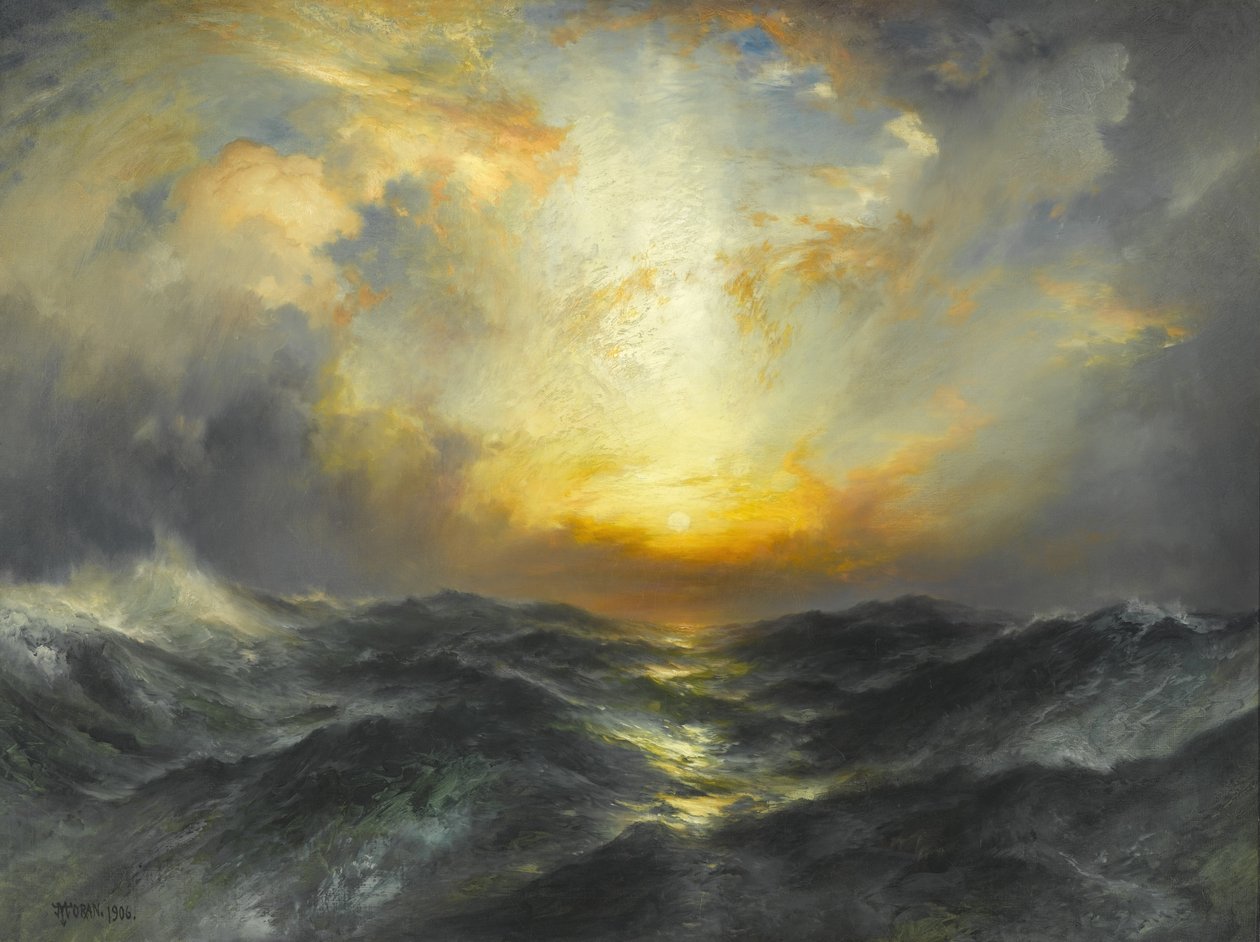 Západ slunce na moři, 1906 od Thomas Moran