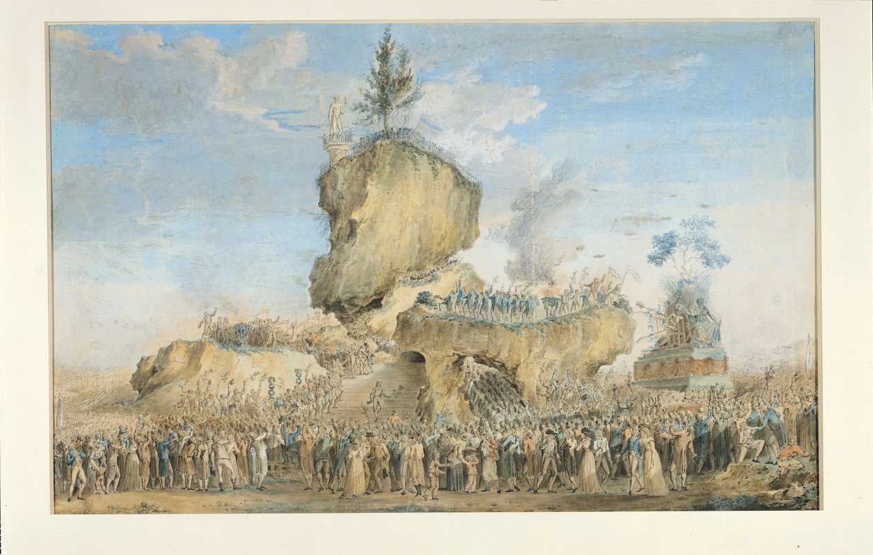 Festival nejvyšší bytosti na Champs-de-Mars, 20 Prairial An II (8. června 1794) (pastel, kvaš a wc na papíře) od Thomas Naudet