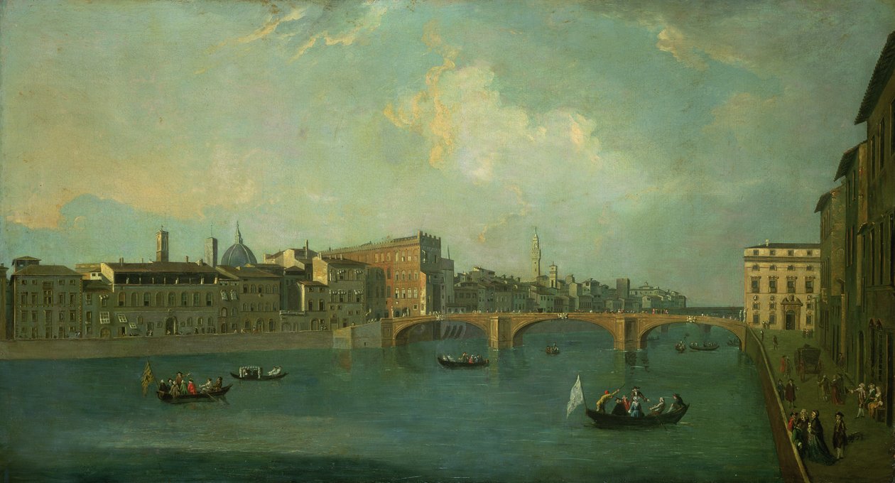 Pohled na Arno s Ponte Santa Trinita od Thomas Patch