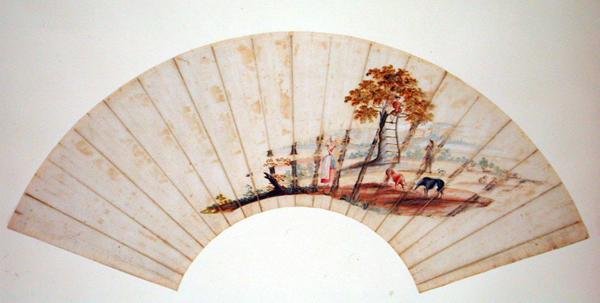 Vějíř zobrazující strom známý jako Jacobs Ladder v Charlton Park, na východ od Cheltenhamu, kolem roku 1745 (viz také 151248) od Thomas Robins