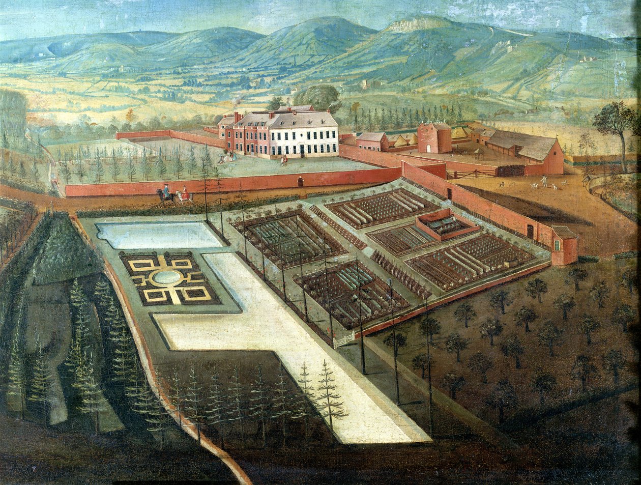 Vegetable Garden, detail Panoramic View of Charlton Park, c.1745 (detail of 18136) od Thomas Robins