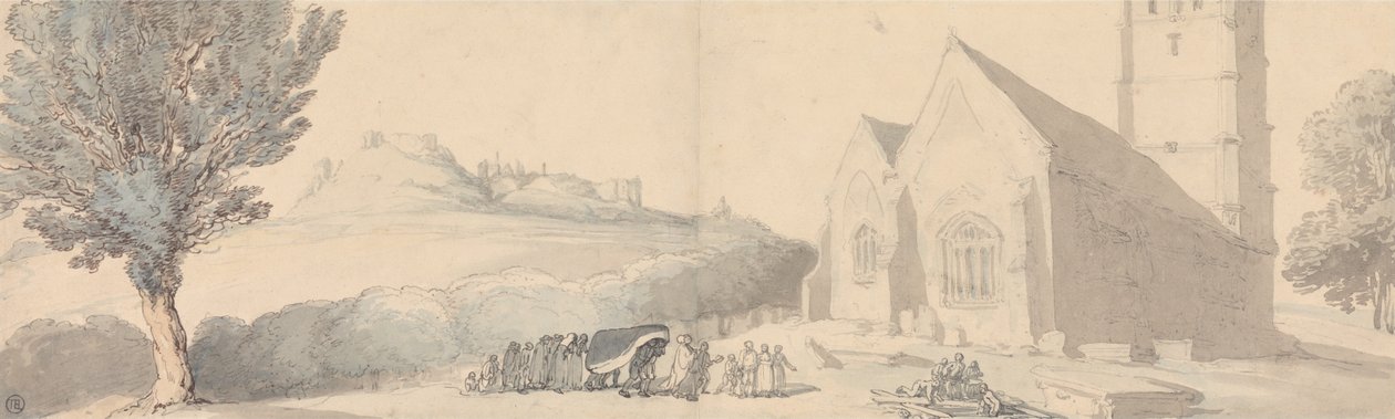 Pohřeb na Carisbrooke, Isle of Wight od Thomas Rowlandson