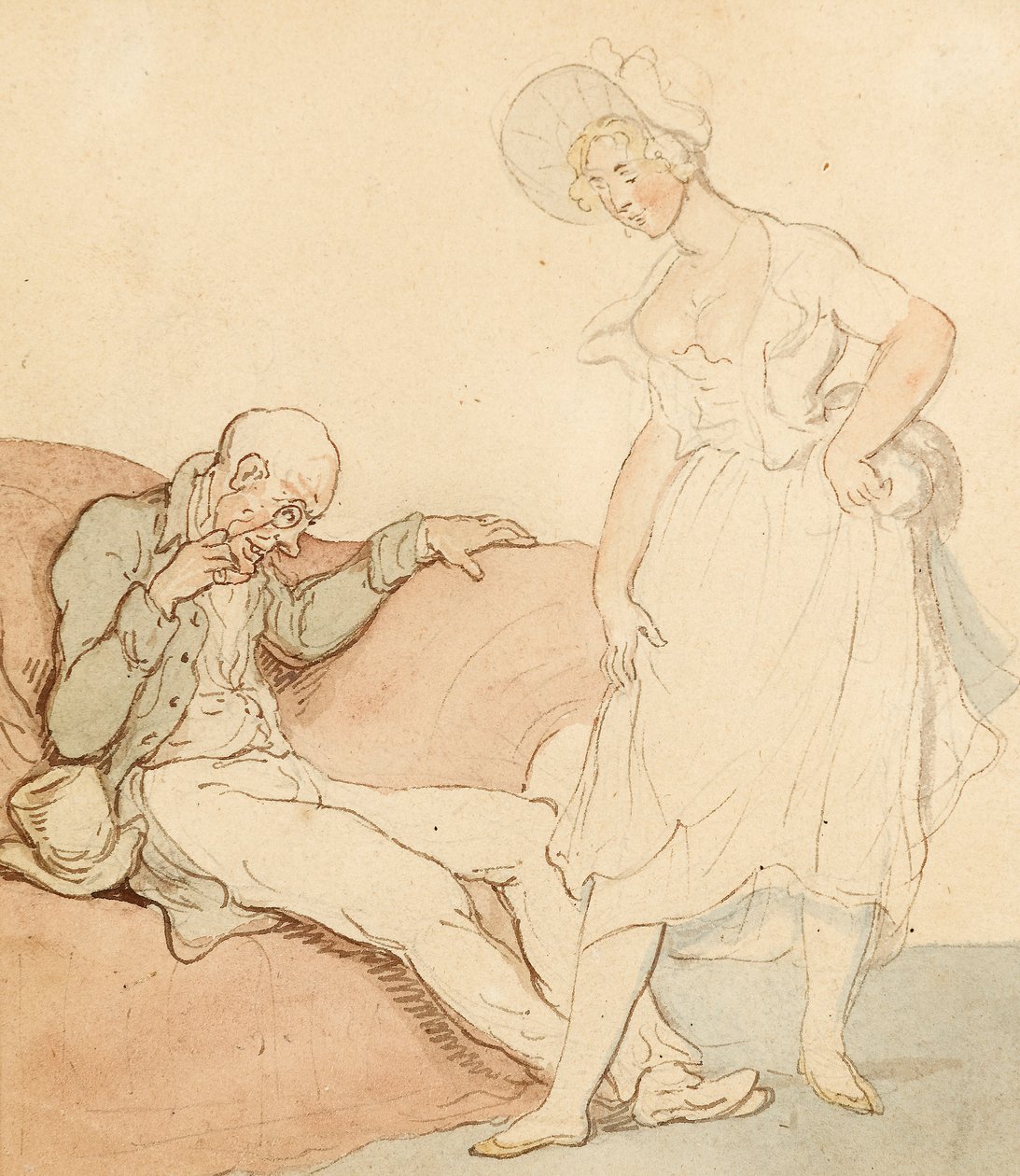 A Pretty Pair (pero a inkoust s mytím na papíře) od Thomas Rowlandson