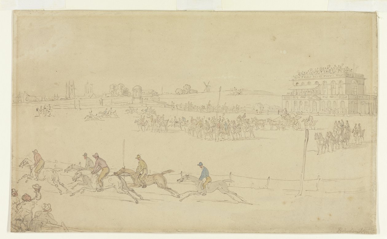 A Race of the Knavesmire at York (pero a inkoust s wc na papíře) od Thomas Rowlandson