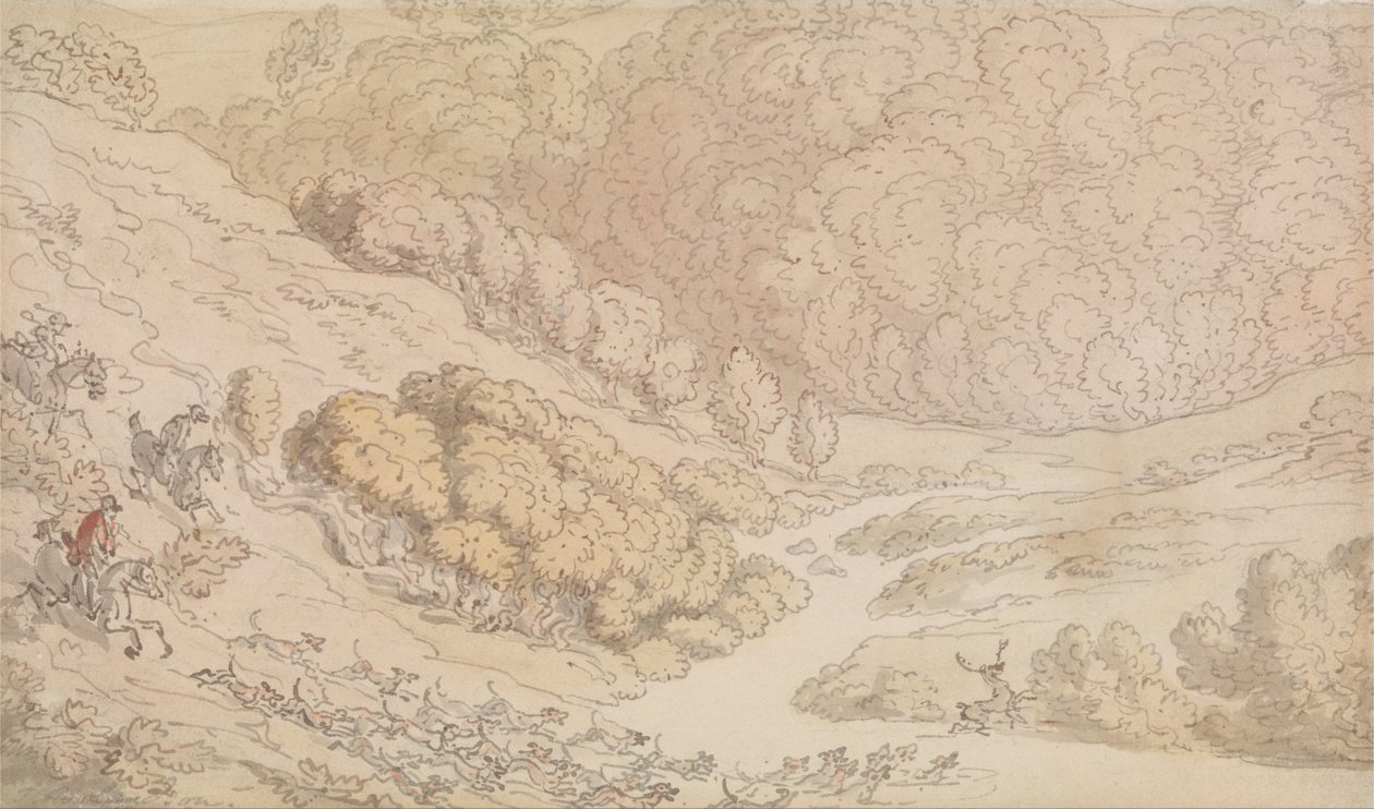 Stag Hunt v západní zemi od Thomas Rowlandson