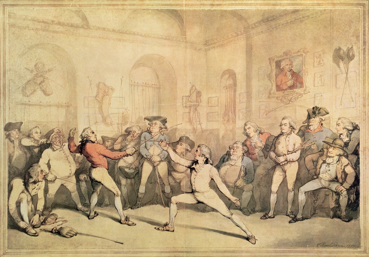 Angelova šermírna, hospoda. 1787 (tisk) od Thomas Rowlandson