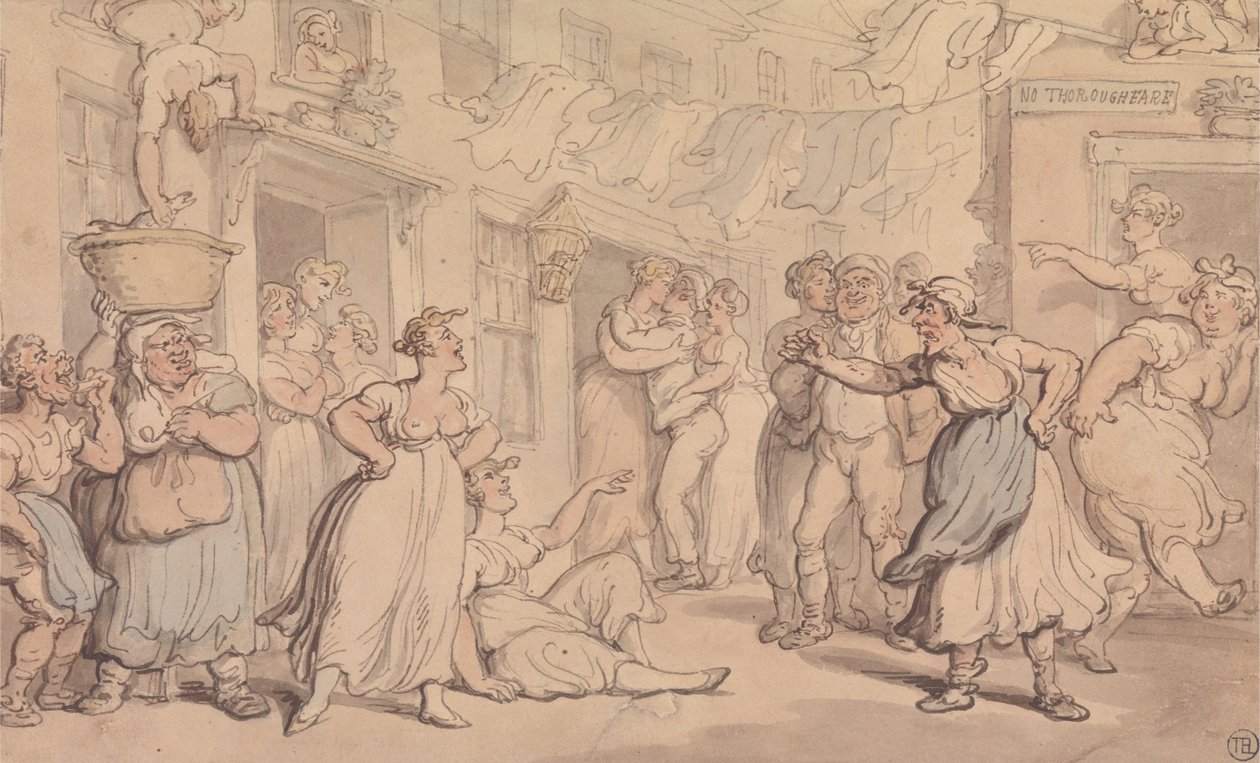 Rozzlobená scéna v ulici od Thomas Rowlandson
