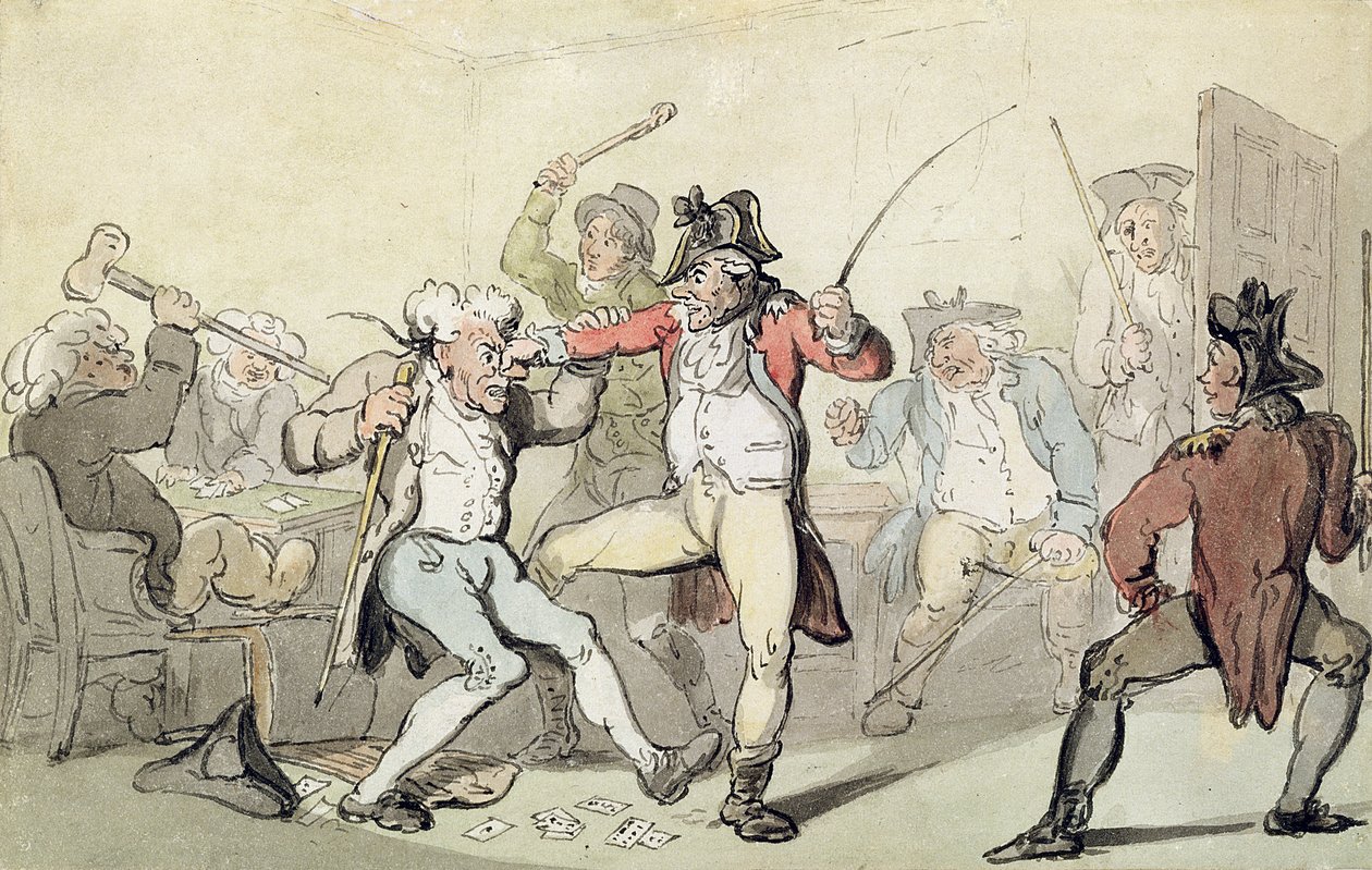 Podvádění u karet (wc s perem a inkoustem na papíře) od Thomas Rowlandson