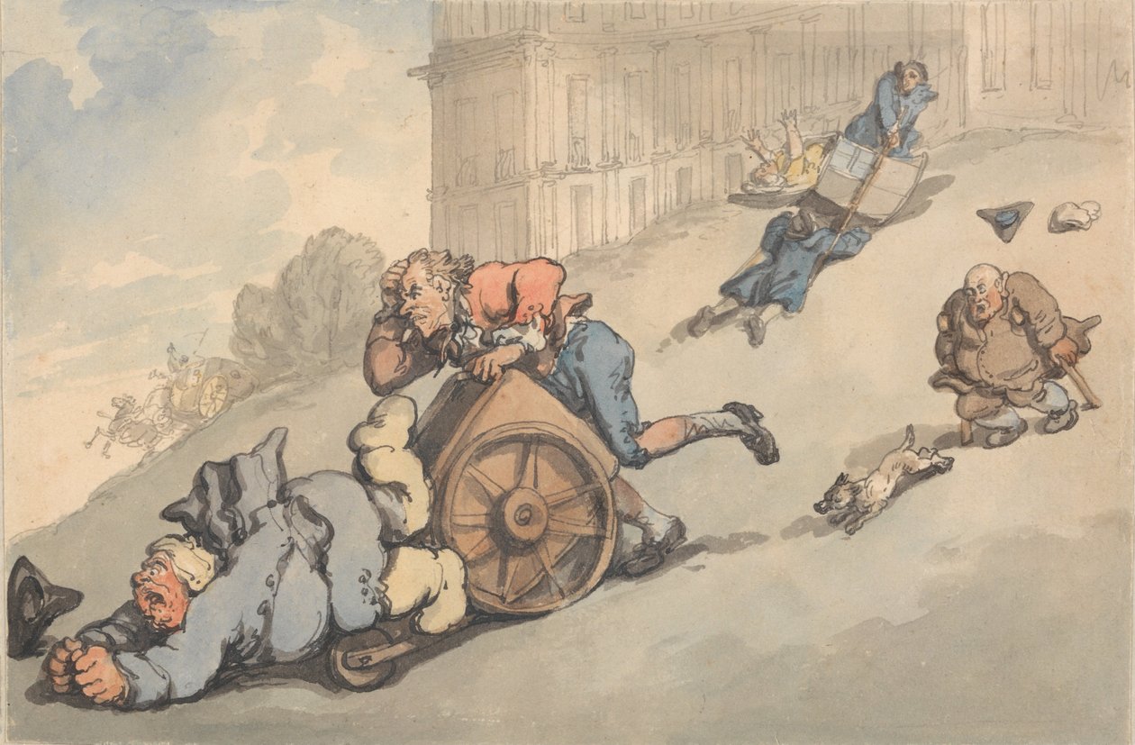 Pohodlí Bath-Gouty Person Fall on Strmé HIll od Thomas Rowlandson