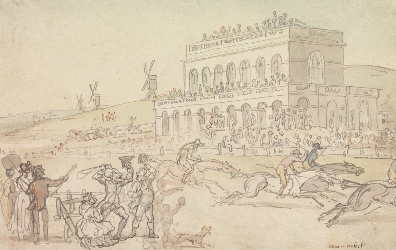 Doctor Syntax přijde o peníze na závodišti v Yorku od Thomas Rowlandson