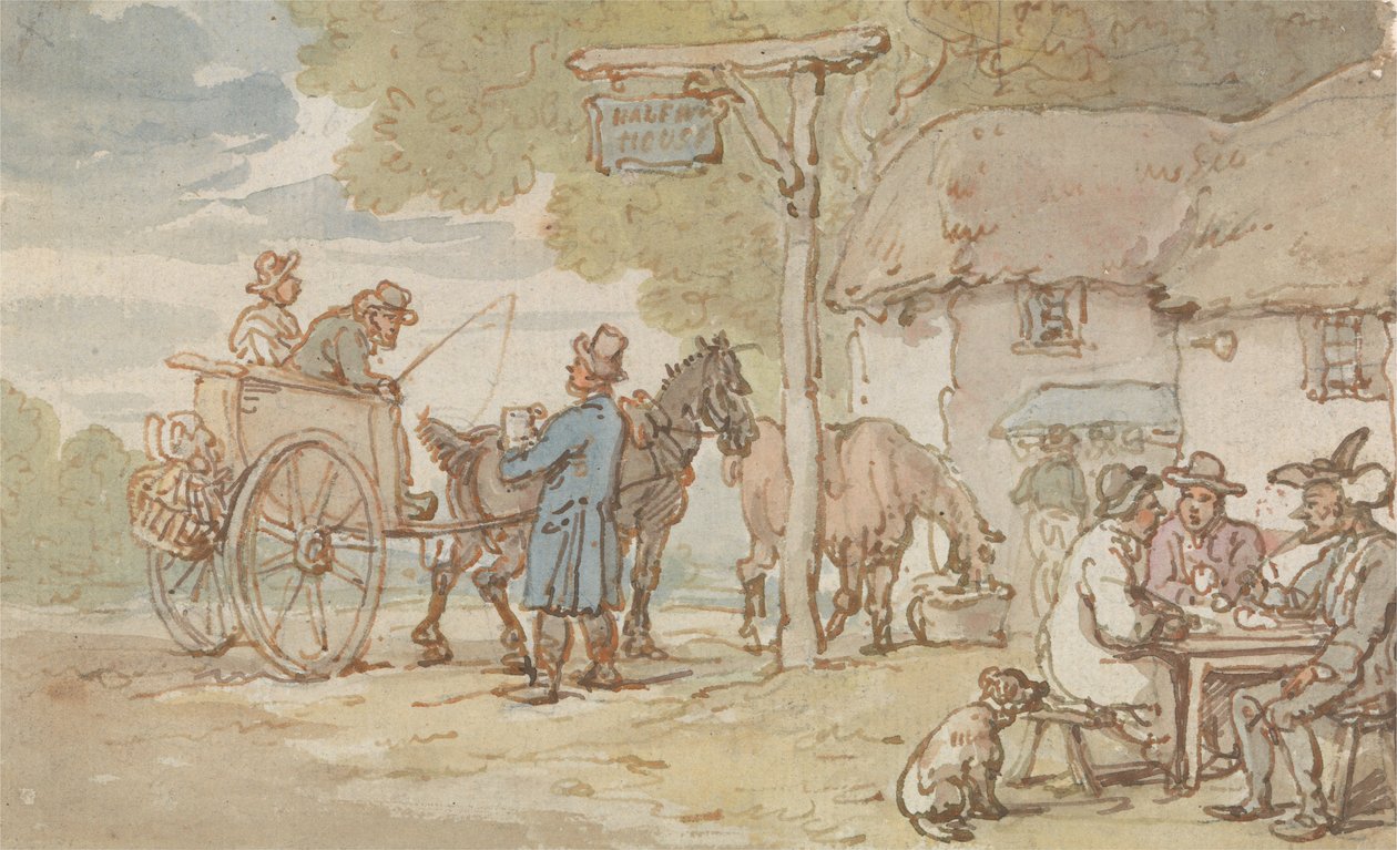 Syntaxe doktora před domem na půli cesty od Thomas Rowlandson