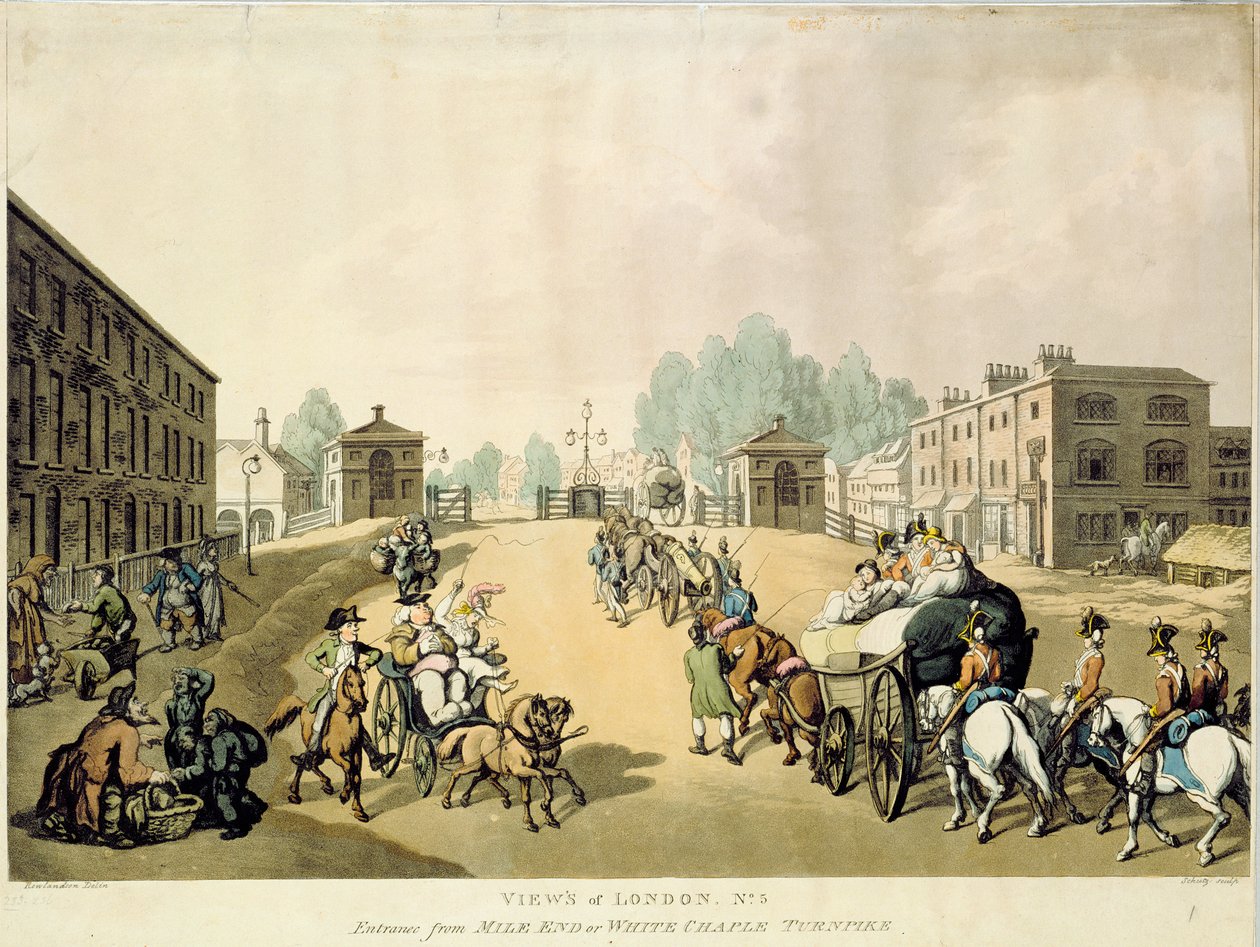 Vjezd z Mile End nebo Whitechapel Turnpike od Thomas Rowlandson
