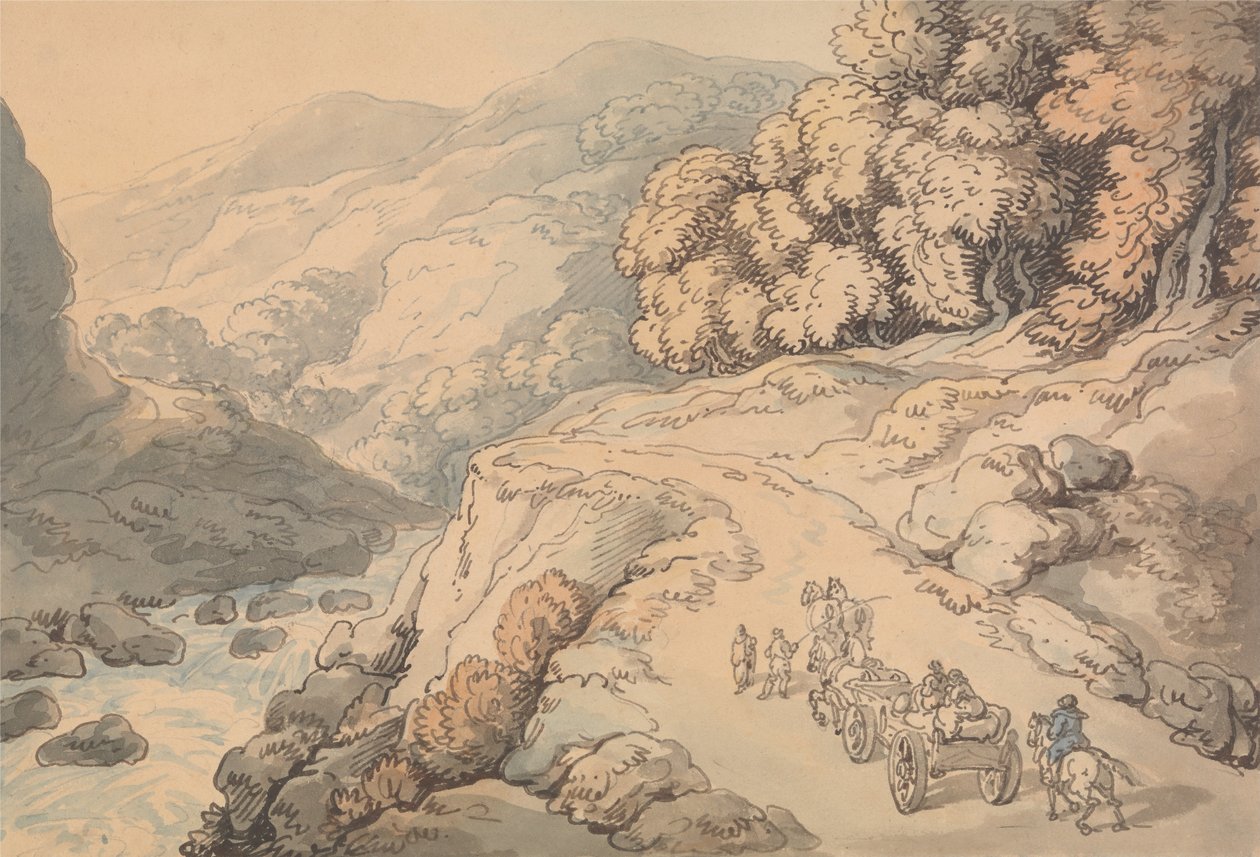 Falls on the River Conwy, North Wales od Thomas Rowlandson