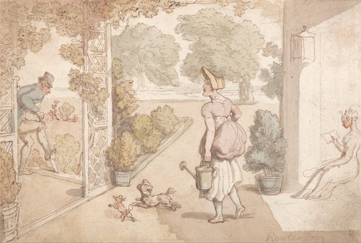 Práce na zahradě od Thomas Rowlandson