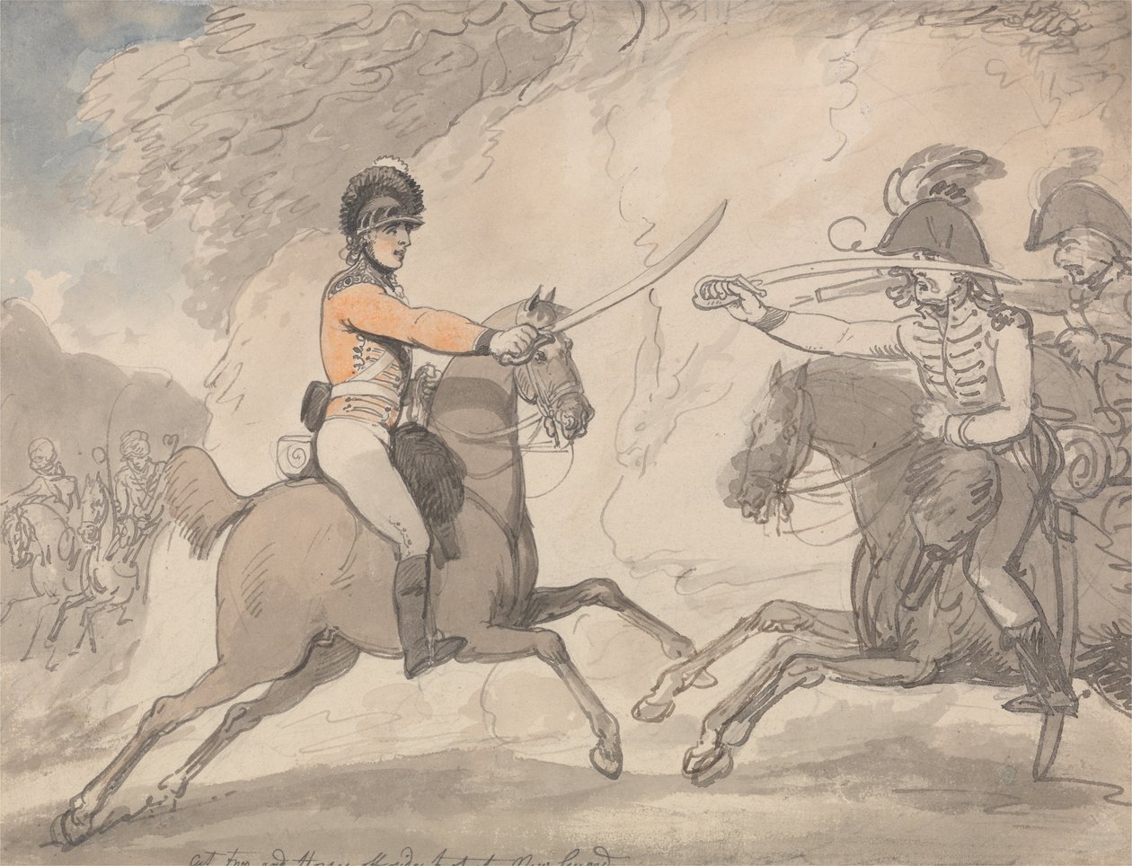 Cvičení maďarského a vrchovského širokého meče od Thomas Rowlandson