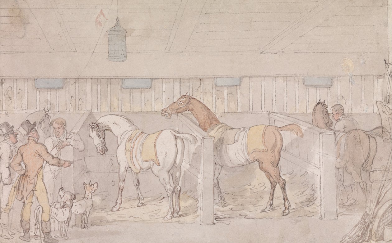 Interiér stáje od Thomas Rowlandson