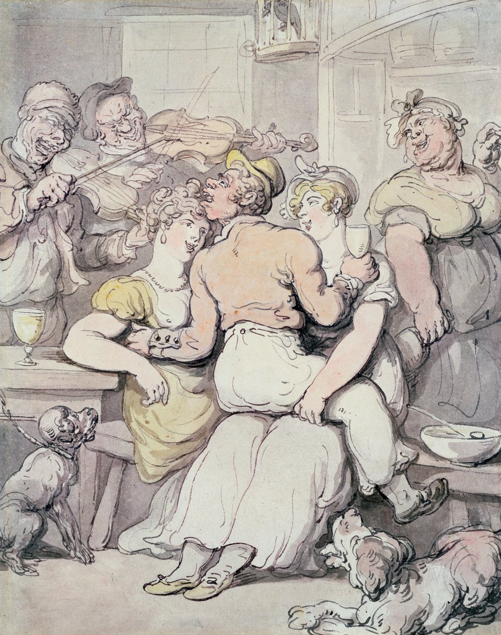 Jack Tar Admiring the Fairer Sex (pero a inkoust, wc) od Thomas Rowlandson