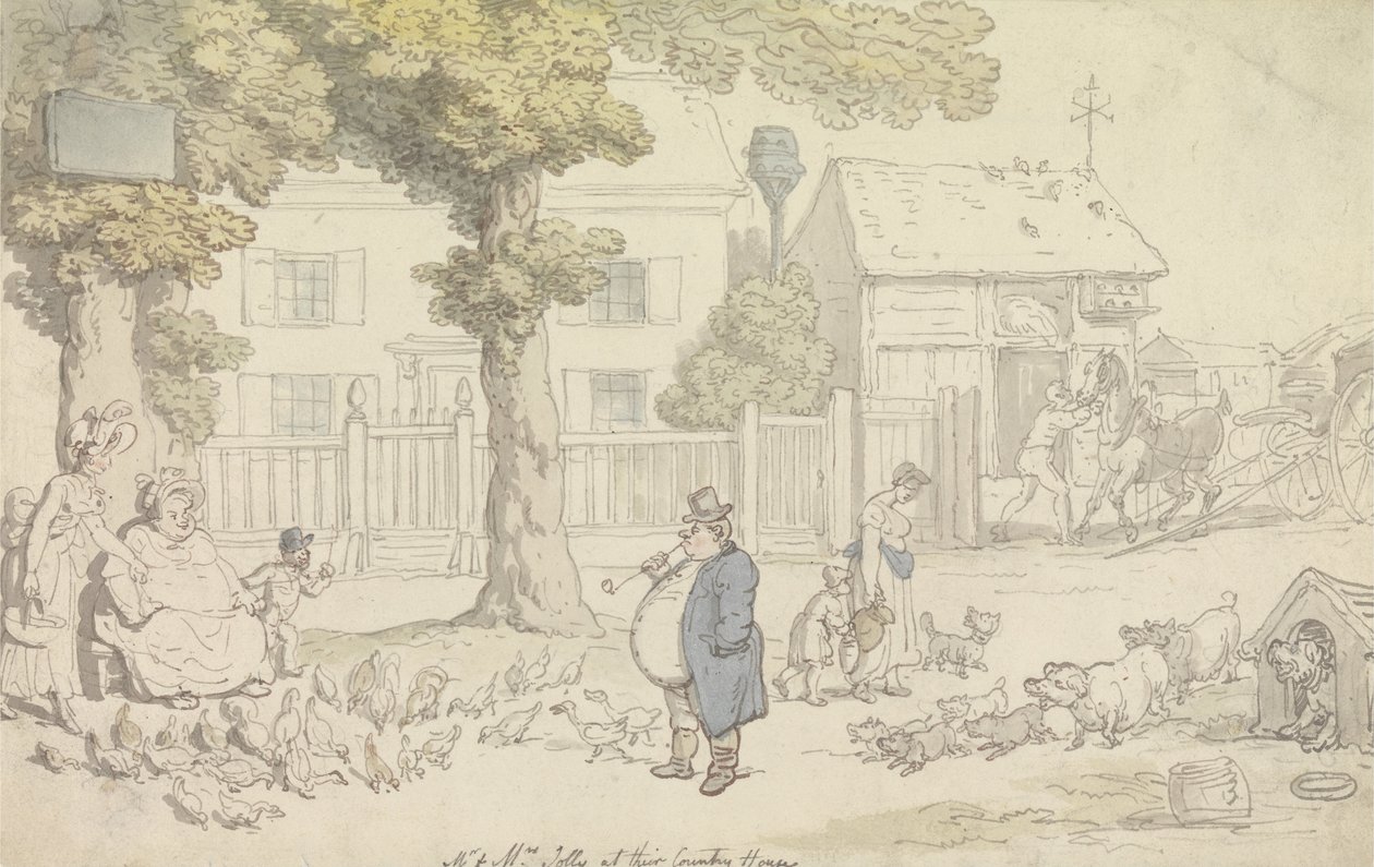 Pan a paní Jollyovi v jejich venkovském domě od Thomas Rowlandson