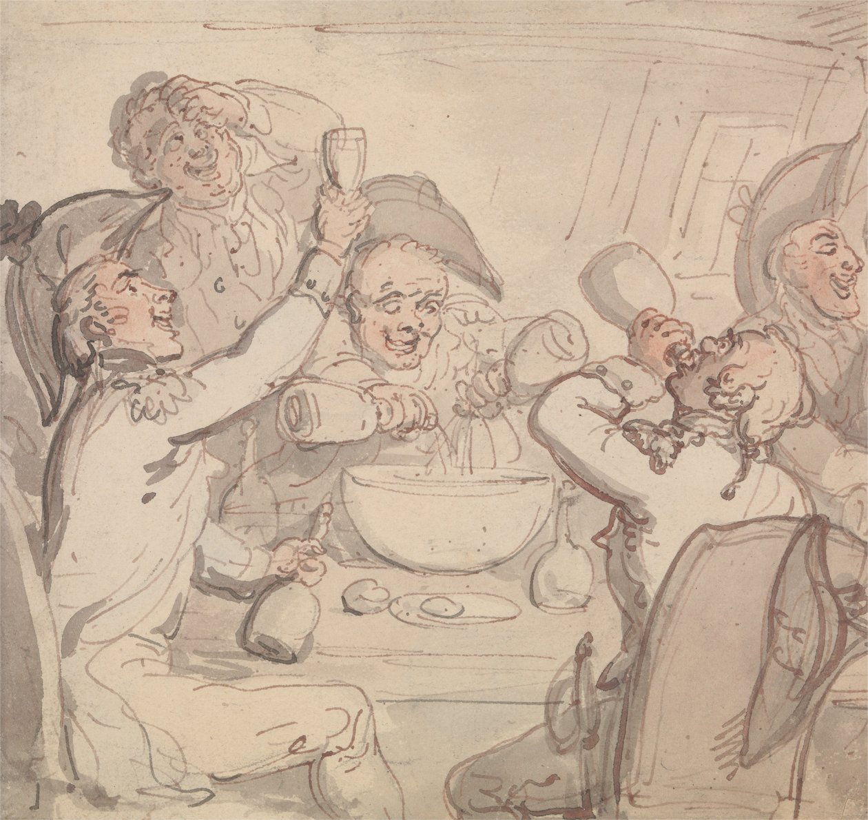 Námořní důstojníci a Bowl of Punch od Thomas Rowlandson