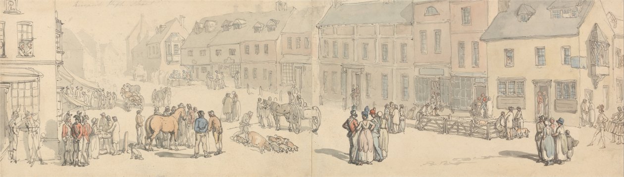 Newport High Street, Isle of Wight od Thomas Rowlandson