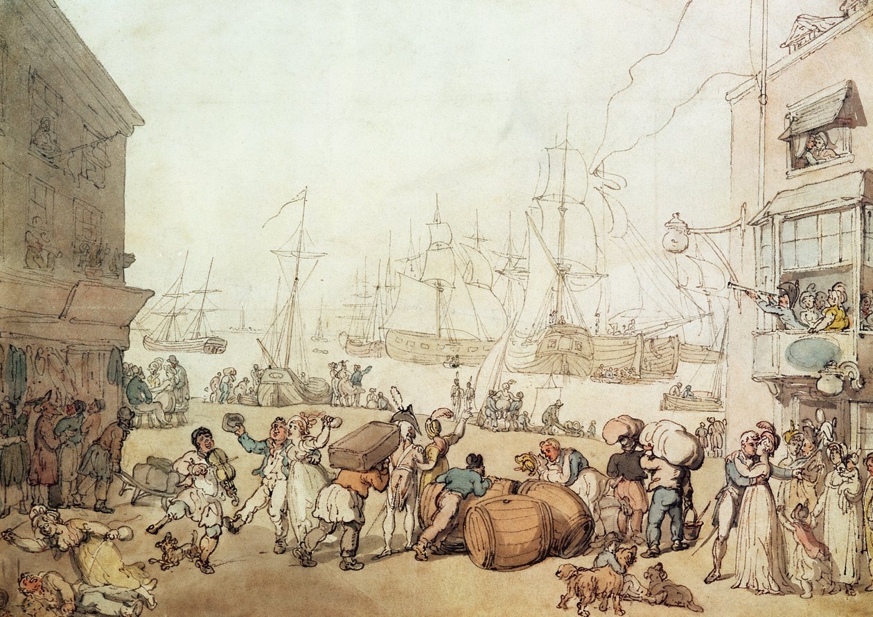 Portsmouth Point, 1811 (viz také 3421) od Thomas Rowlandson