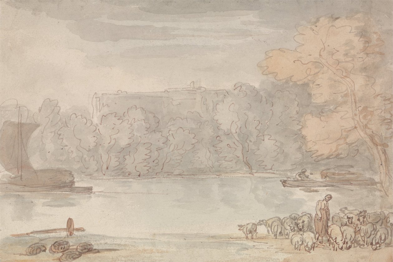 River Scene (Temže v Etonu) od Thomas Rowlandson