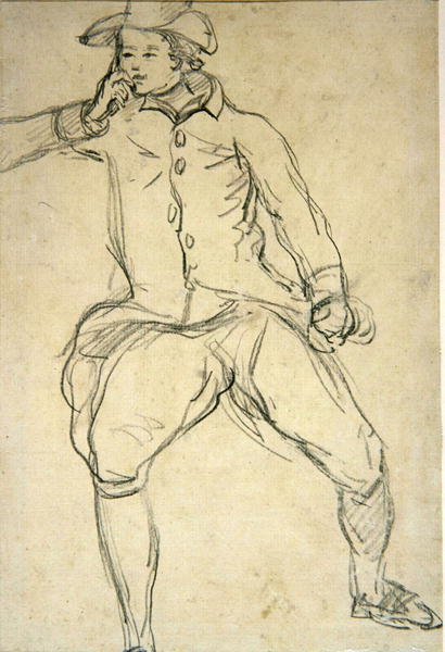 Sketch of a Man (pero a inkoust, tužka a wc na papíře položeném na paspartě) (verze 238963) od Thomas Rowlandson