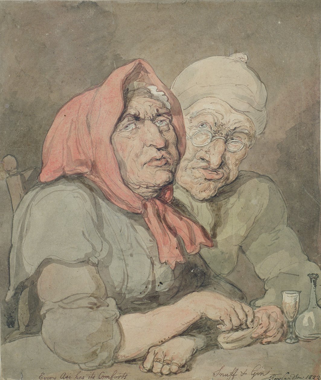Snuff and Gin (pero a inkoust) od Thomas Rowlandson