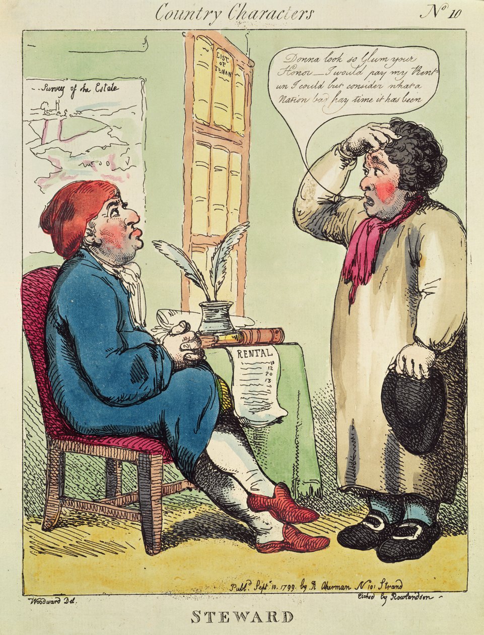 Steward, ze série s názvem Country Characters, 1799 (lept s wc) od Thomas Rowlandson