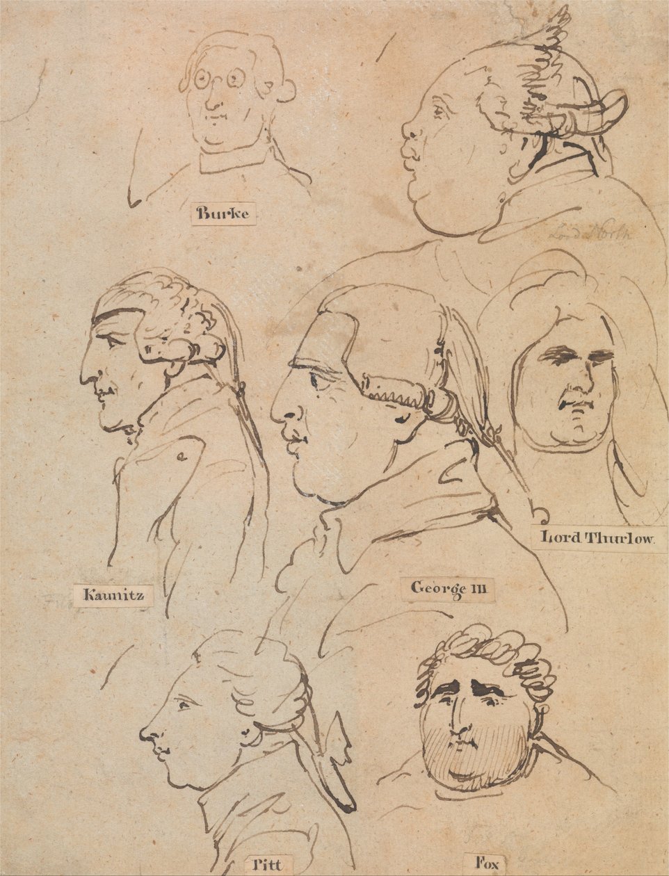 Studie Jiřího III a státníků od Thomas Rowlandson