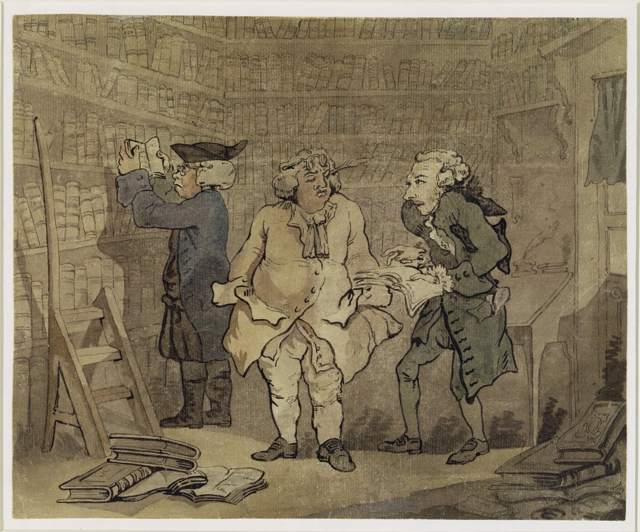 Autor a jeho nakladatel, 1784 (šedá barva a čmouha na křídovém papíře) od Thomas Rowlandson