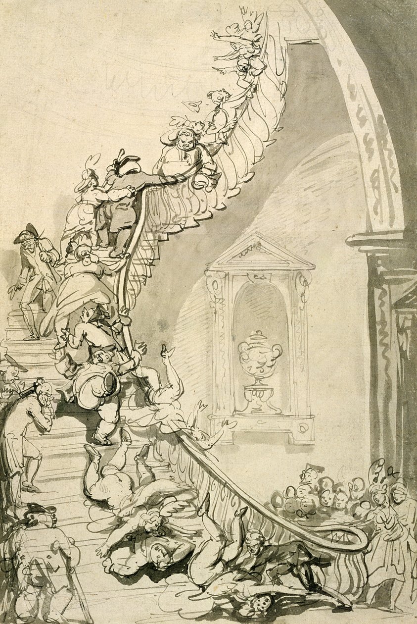The Exhibition Starecase (pero a inkoust s praním na papíře) od Thomas Rowlandson