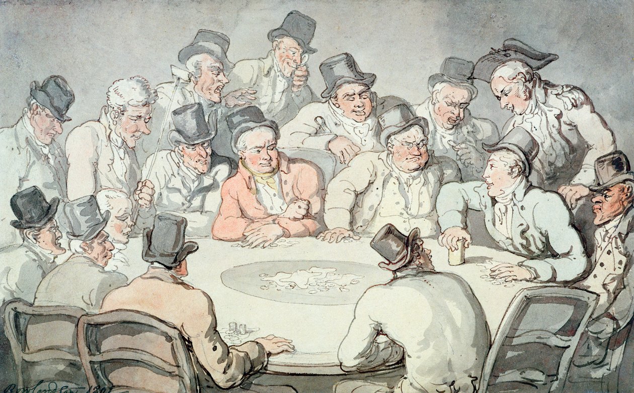 Hrací stůl (tužka, tuš a čb na papíře) od Thomas Rowlandson