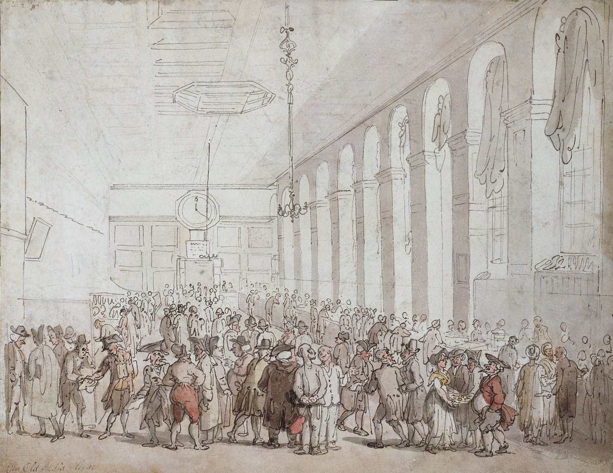 The Old India House (pero, inkoust a wc na papíře) od Thomas Rowlandson