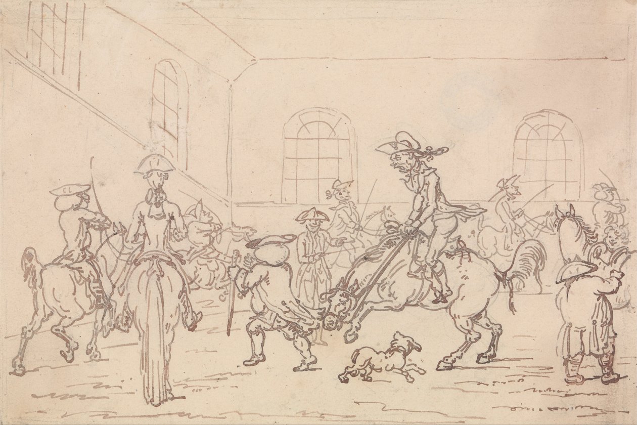 Jezdecká škola od Thomas Rowlandson