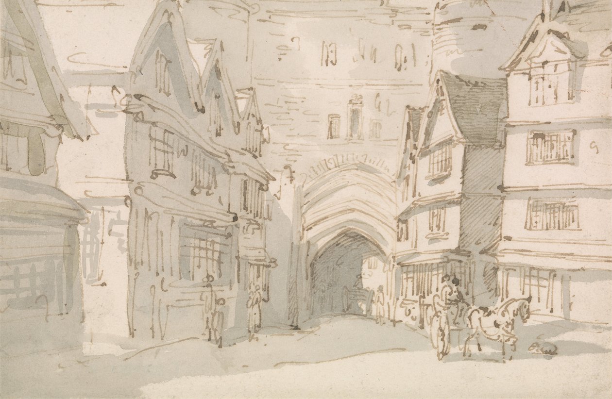 The South Gate, Exeter od Thomas Rowlandson