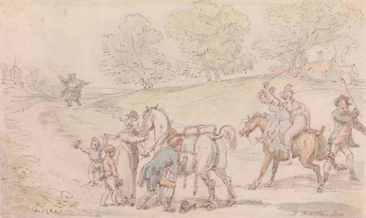 Vikář z Wakefieldu- Rodina vikářů na cestě do kostela od Thomas Rowlandson