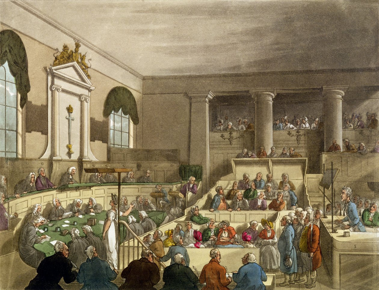 Proces v Old Bailey právě probíhá od Thomas Rowlandson